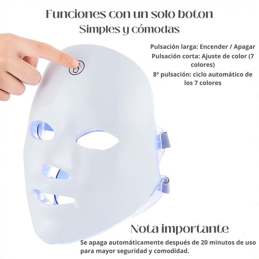 Máscara Facial LED Con 7 Funciones Diferentes